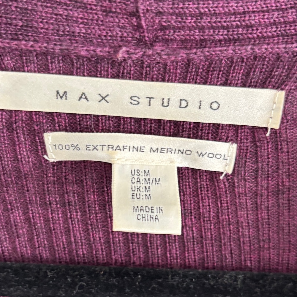 Max Studio Purple Ribbed Cardigan - Picture 3 of 3